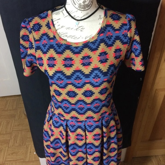 Lularoe Dress L Aztec Print EUC - Picture 3 of 7